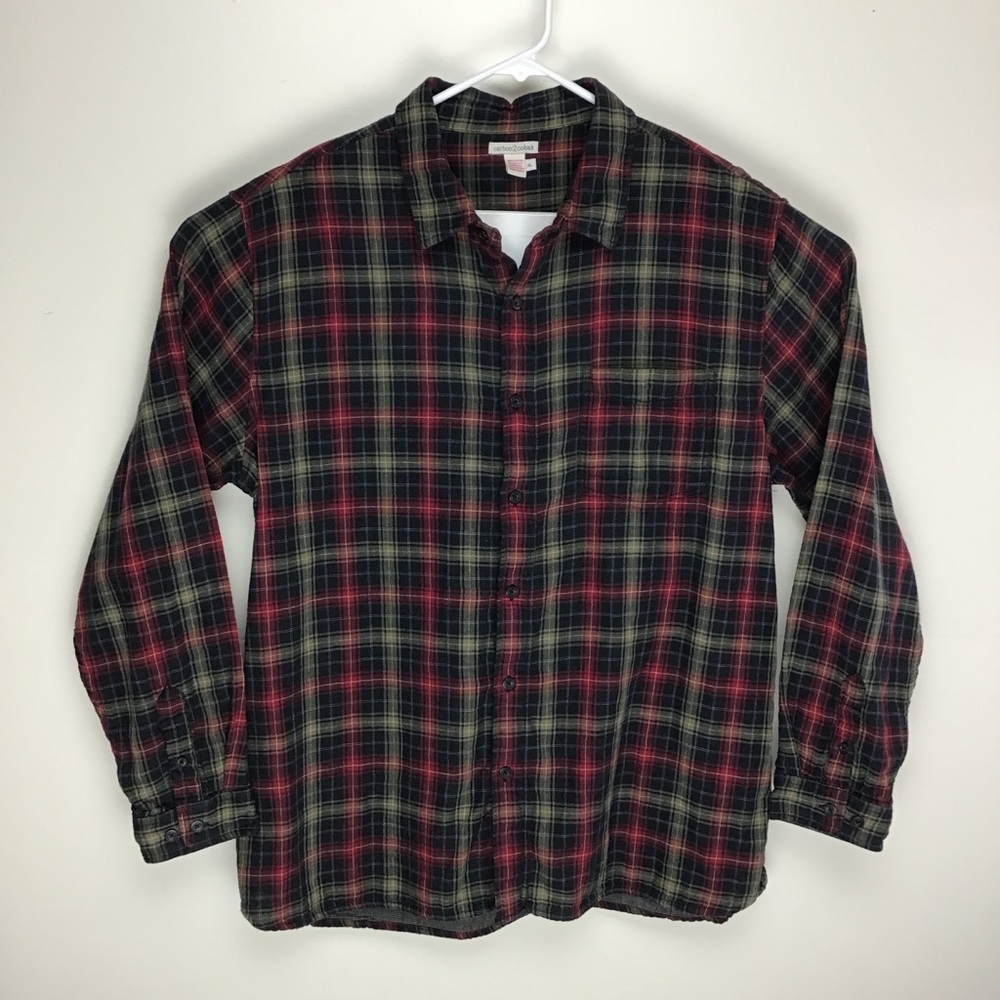 Carbon2Cobalt mens long sleeve button up flannel shirt XL